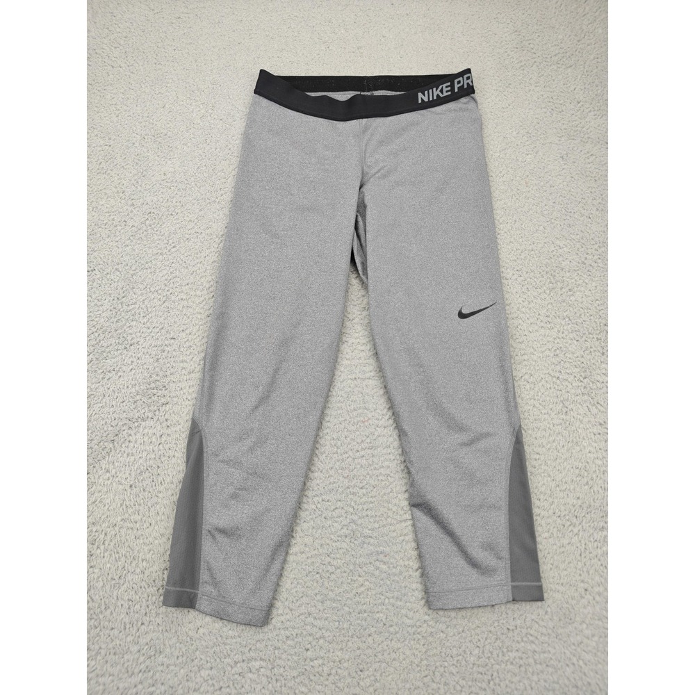 Nike Pro Compression Capri Pants‎ Womens Large Gray Dri-FIT Athletic Training
